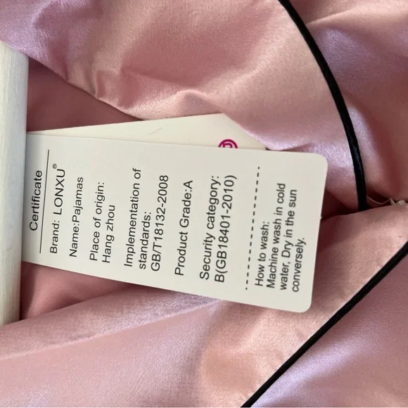 LONXU Medium pink silk pajama set **LUXURIOUS WASHABLE SILK NWT** - Picture 13 of 13